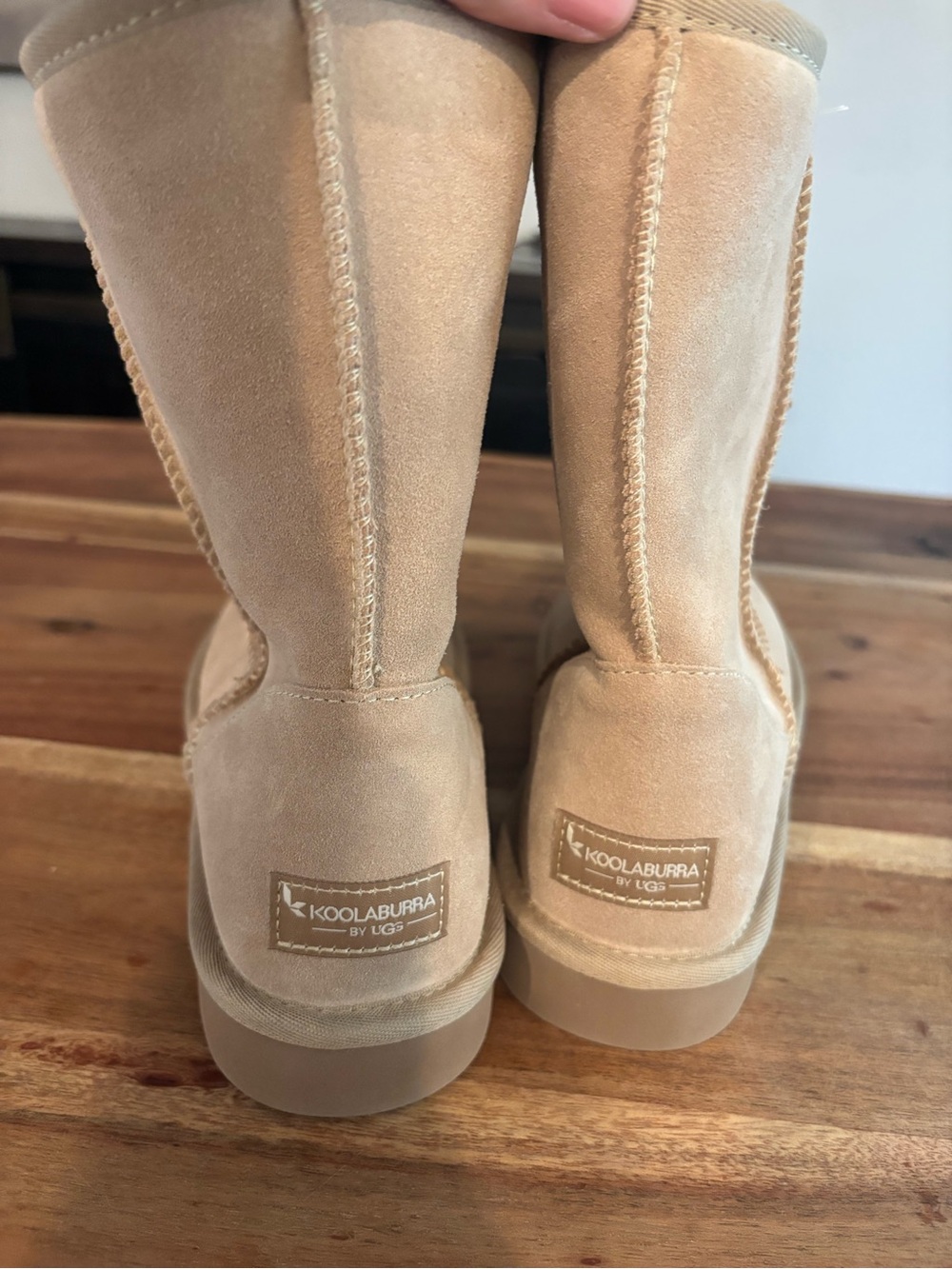 Koolaburra Tan Suede Mid-Calf Cozy Slip-On Boots